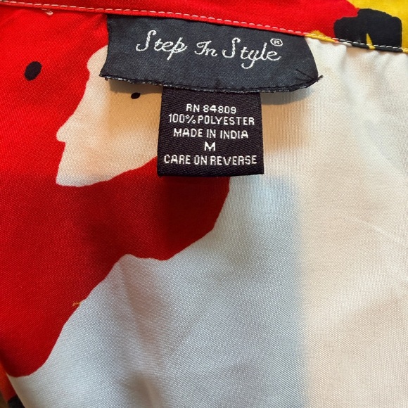 Abstract Paint-Splash Shirt Dress in White, Black, Yellow & Red - Picture 2 of 7